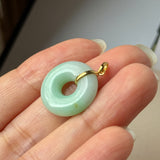A-Grade Natural Moss On Snow Jadeite Ancient Coin Donut Pendant No.172636