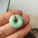 A-Grade Natural Moss On Snow Jadeite Ancient Coin Donut Pendant No.172636