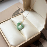 A-Grade Natural Moss On Snow Jadeite Ancient Coin Donut Pendant No.172633