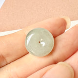 A-Grade Natural Light Bluish Green Jadeite Donut Pendant No.172065