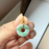 A-Grade Natural Moss On Snow Jadeite Ancient Coin Donut Pendant No.172633