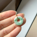 A-Grade Natural Moss On Snow Jadeite Ancient Coin Donut Pendant No.172633