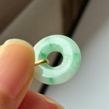 A-Grade Natural Moss On Snow Jadeite Ancient Coin Donut Pendant No.172633
