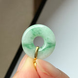 A-Grade Natural Moss On Snow Jadeite Ancient Coin Donut Pendant No.172633