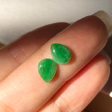 SOLD OUT: 2.2 cts A-Grade Natural Imperial Green Jadeite Pear Shaped Pair No.180777