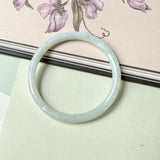 59.8mm A-Grade Natural Light Green Jadeite Traditional Round Slim Cut Bangle No.152082
