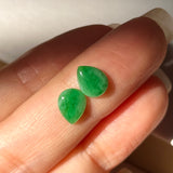 SOLD OUT: 2.2 cts A-Grade Natural Imperial Green Jadeite Pear Shaped Pair No.180777