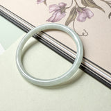 59.8mm A-Grade Natural Light Green Jadeite Traditional Round Slim Cut Bangle No.152082
