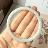 59.8mm A-Grade Natural Light Green Jadeite Traditional Round Slim Cut Bangle No.152082