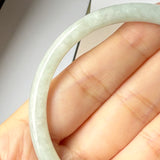59.8mm A-Grade Natural Light Green Jadeite Traditional Round Slim Cut Bangle No.152082