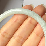59.8mm A-Grade Natural Light Green Jadeite Traditional Round Slim Cut Bangle No.152082