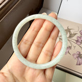 59.8mm A-Grade Natural Light Green Jadeite Traditional Round Slim Cut Bangle No.152082