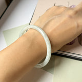 59.8mm A-Grade Natural Light Green Jadeite Traditional Round Slim Cut Bangle No.152082