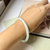 59.8mm A-Grade Natural Light Green Jadeite Traditional Round Slim Cut Bangle No.152082
