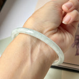 59.8mm A-Grade Natural Light Green Jadeite Traditional Round Slim Cut Bangle No.152082