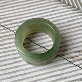19.3mm A-Grade Natural Yellowish Green Jadeite Archer Ring Band No.161589