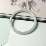 58.6mm A-Grade Natural Light Green Jadeite Traditional Round Slim Cut Bangle No.152083