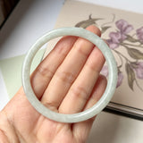 58.6mm A-Grade Natural Light Green Jadeite Traditional Round Slim Cut Bangle No.152083