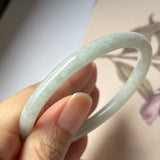 58.6mm A-Grade Natural Light Green Jadeite Traditional Round Slim Cut Bangle No.152083