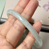 58.6mm A-Grade Natural Light Green Jadeite Traditional Round Slim Cut Bangle No.152083