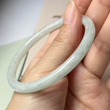 58.6mm A-Grade Natural Light Green Jadeite Traditional Round Slim Cut Bangle No.152083