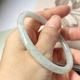 58.6mm A-Grade Natural Light Green Jadeite Traditional Round Slim Cut Bangle No.152083