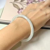 58.6mm A-Grade Natural Light Green Jadeite Traditional Round Slim Cut Bangle No.152083