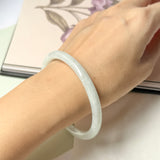 58.6mm A-Grade Natural Light Green Jadeite Traditional Round Slim Cut Bangle No.152083