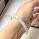 58.6mm A-Grade Natural Light Green Jadeite Traditional Round Slim Cut Bangle No.152083