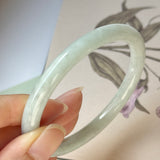 57.2mm A-Grade Natural Light Green Jadeite Traditional Round Bangle No.152084
