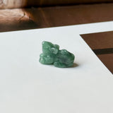 A-Grade Floral Imperial Green Jadeite Rat Pendant No. 220359