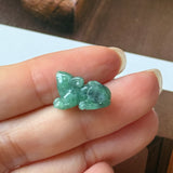 A-Grade Floral Imperial Green Jadeite Rat Pendant No. 220359
