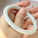 57.2mm A-Grade Natural Light Green Jadeite Traditional Round Bangle No.152084