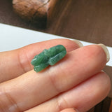 A-Grade Floral Imperial Green Jadeite Rat Pendant No. 220359