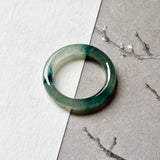 16.5mm A-Grade Natural Blue Floral Jadeite Slim Cut Ring Band No. 162672