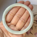 57.2mm A-Grade Natural Light Green Jadeite Traditional Round Bangle No.152084