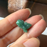 A-Grade Floral Imperial Green Jadeite Rat Pendant No. 220359