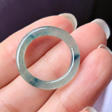16.5mm A-Grade Natural Blue Floral Jadeite Slim Cut Ring Band No. 162672