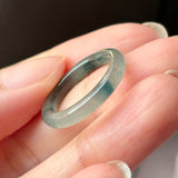 16.5mm A-Grade Natural Blue Floral Jadeite Slim Cut Ring Band No. 162672