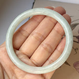 57.2mm A-Grade Natural Light Green Jadeite Traditional Round Bangle No.152084