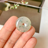 A-Grade Natural Bluish Floral Jadeite Donut No.171314
