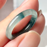 16.5mm A-Grade Natural Blue Floral Jadeite Slim Cut Ring Band No. 162672