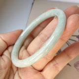 57.2mm A-Grade Natural Light Green Jadeite Traditional Round Bangle No.152084