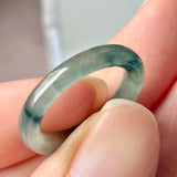 16.5mm A-Grade Natural Blue Floral Jadeite Slim Cut Ring Band No. 162672