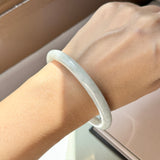 57.2mm A-Grade Natural Light Green Jadeite Traditional Round Bangle No.152084