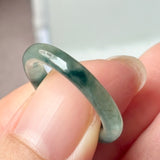 16.5mm A-Grade Natural Blue Floral Jadeite Slim Cut Ring Band No. 162672