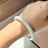 57.2mm A-Grade Natural Light Green Jadeite Traditional Round Bangle No.152084