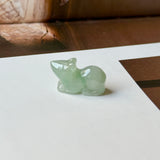 A-Grade Light Moss on Snow Jadeite Rat Pendant No. 172941