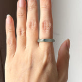 16.5mm A-Grade Natural Blue Floral Jadeite Slim Cut Ring Band No. 162672