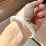57.2mm A-Grade Natural Light Green Jadeite Traditional Round Bangle No.152084